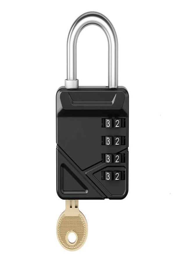 SOLDTRUE 2-in-1 Padlock with Key & 4-Digit Combination | Heavy Duty Metal Security Lock with Resettable Code Wheel | Dual Unlock Lock for Gym Locker, Luggage, Storage & Travel (Black) - Image 1